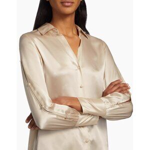 NWOT L'AGENCE Jordy Silk Satin Button-Front Blouse SHIRT SIZE XS